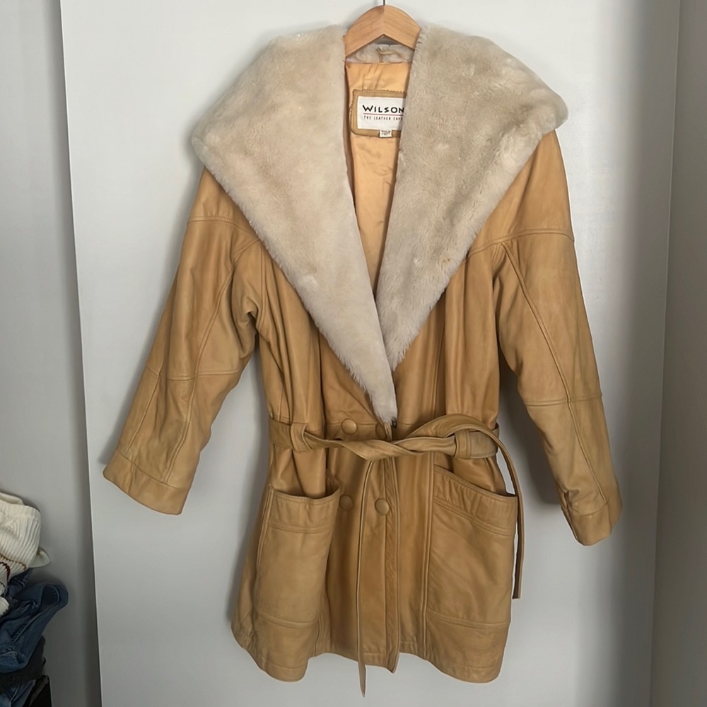 Vintage Wilson’s Leather Trench with Fur Collar/Hood